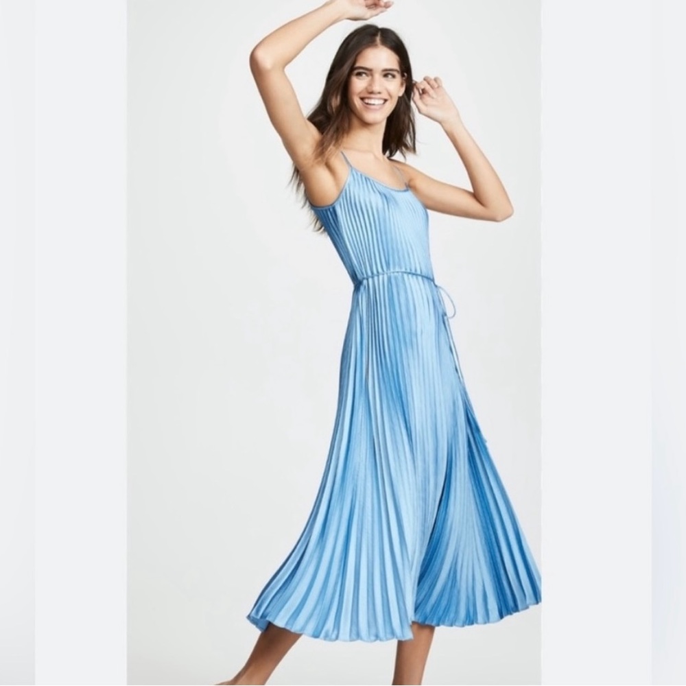 Vince Blue Pleated Midi Dress
